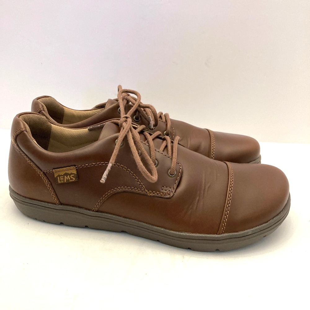 Lems Women’s 9.5 Men's 8 Brown Leather Lace-Up Oxford - Picture 2 of 11
